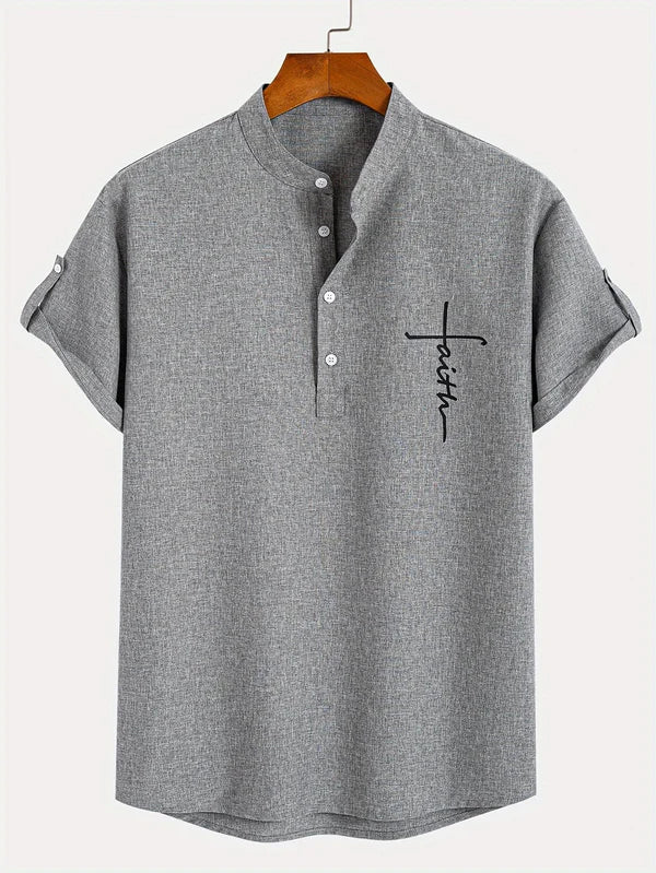 Leblanc™ | Camisa elegante de manga corta y cuello alto